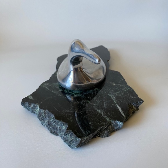 Vintage Haselton Sculpture: Aluminium LOON on Marble Base, Signed, Collectible - Picture 9 of 15